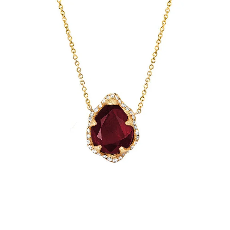 celestial sun charm anklet Baby Queen Water Drop Ruby Necklace with Full Pavé Diamond Halo