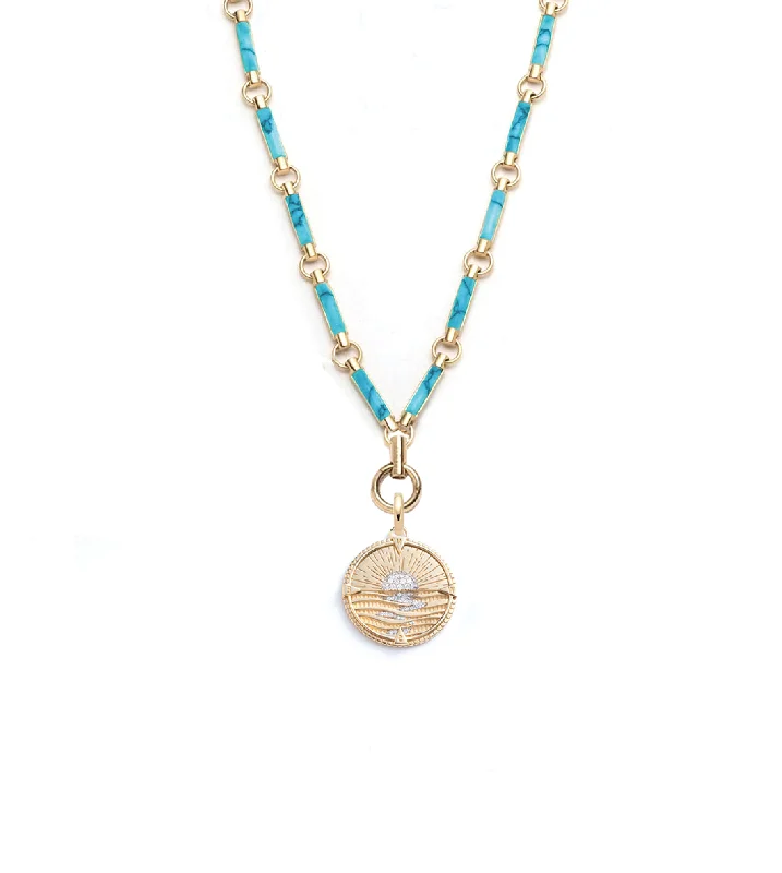 unique moon phase ring New Beginnings : Element Chain Turquoise Clockweight Necklace