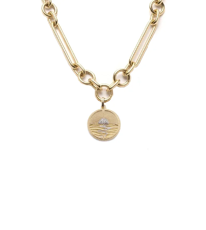 gold plated Cuban link chain New Beginnings - Internal Compass : Oversized Mixed Clip Necklace