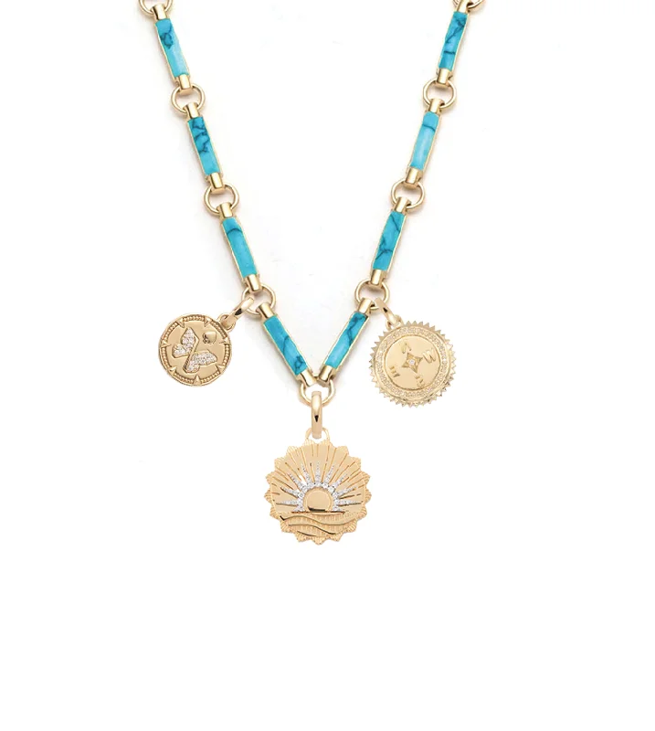 minimalist horseshoe necklace gold New Beginnings, Internal Compass & Resilience : Element Chain Necklace Turquoise