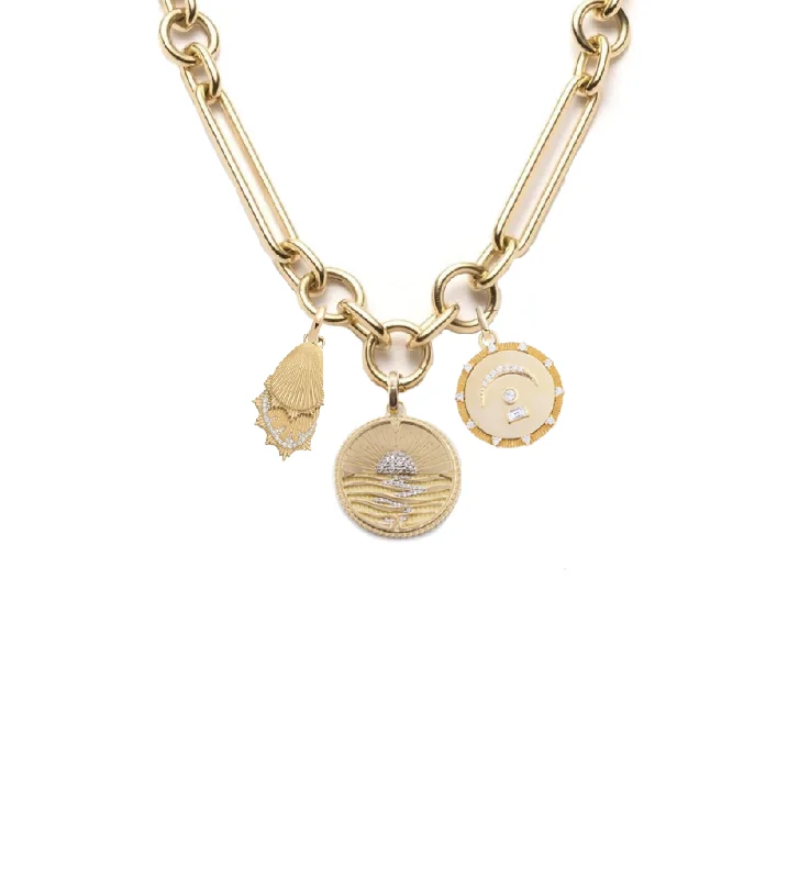 celestial moonstone ring gold New Beginnings, Wings & Pause : Oversized Mixed Clip Necklace