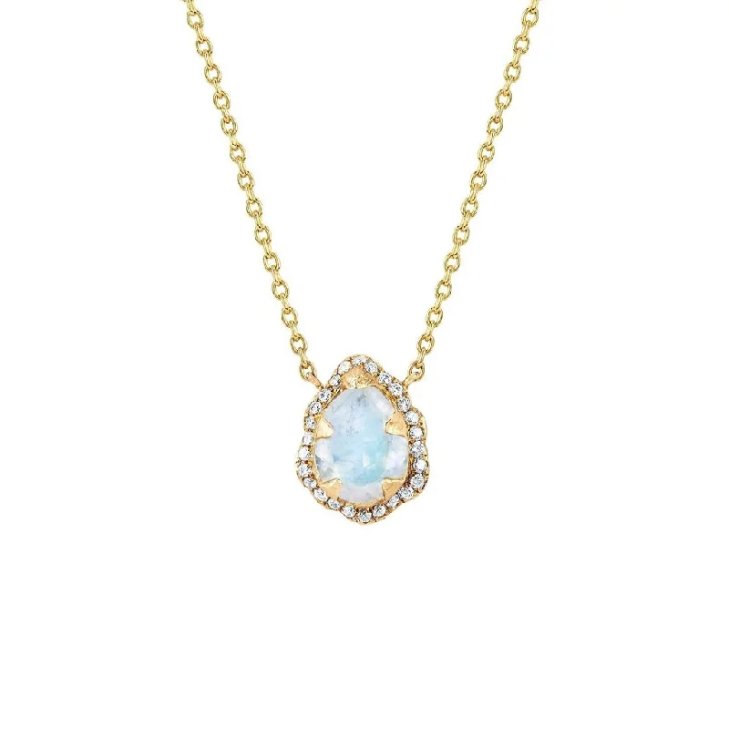 real zircon gemstone bracelet Micro Queen Water Drop Moonstone Necklace with Pavé Diamond Halo