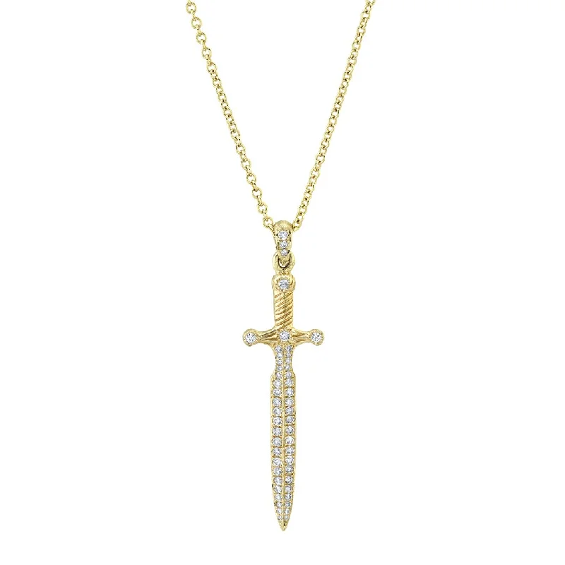 vintage-style floral brooch Pavé Diamond Unity Sword Pendant