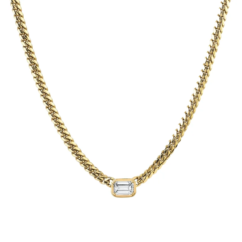 braided gold chain bracelet Queen Emerald Cut Diamond Cuban Choker