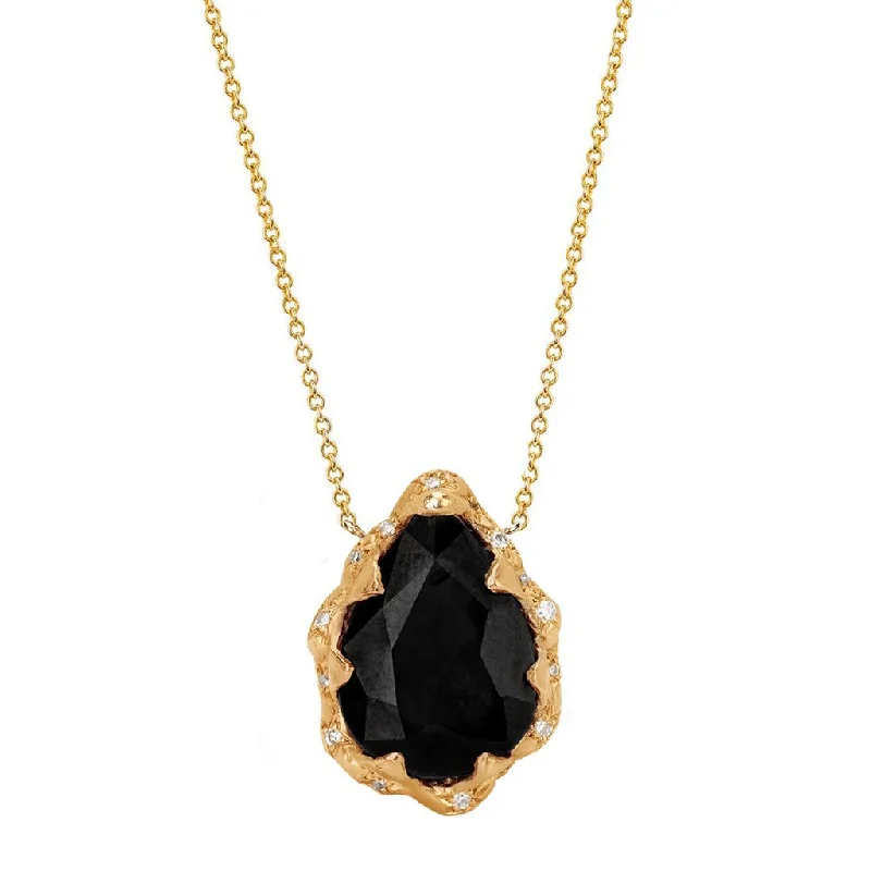 celestial orbit ring set Queen Water Drop Onyx Necklace with Sprinkled Diamonds