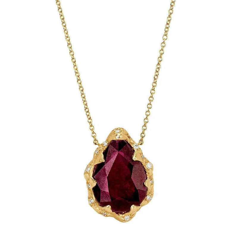 petite diamond promise ring Queen Water Drop Ruby Necklace with Sprinkled Diamonds