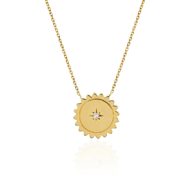 bezel set engagement ring modern Mini Sunshine Necklace with Star Set Diamond