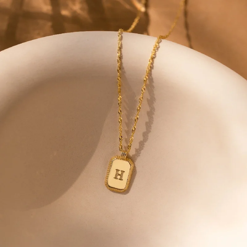 bohemian gemstone choker Newsletter Ribbed Initial Necklace