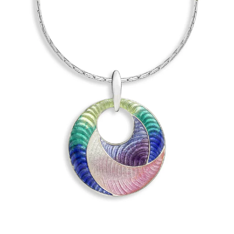 Multi Pink Rio Circle Necklace. Sterling Silver