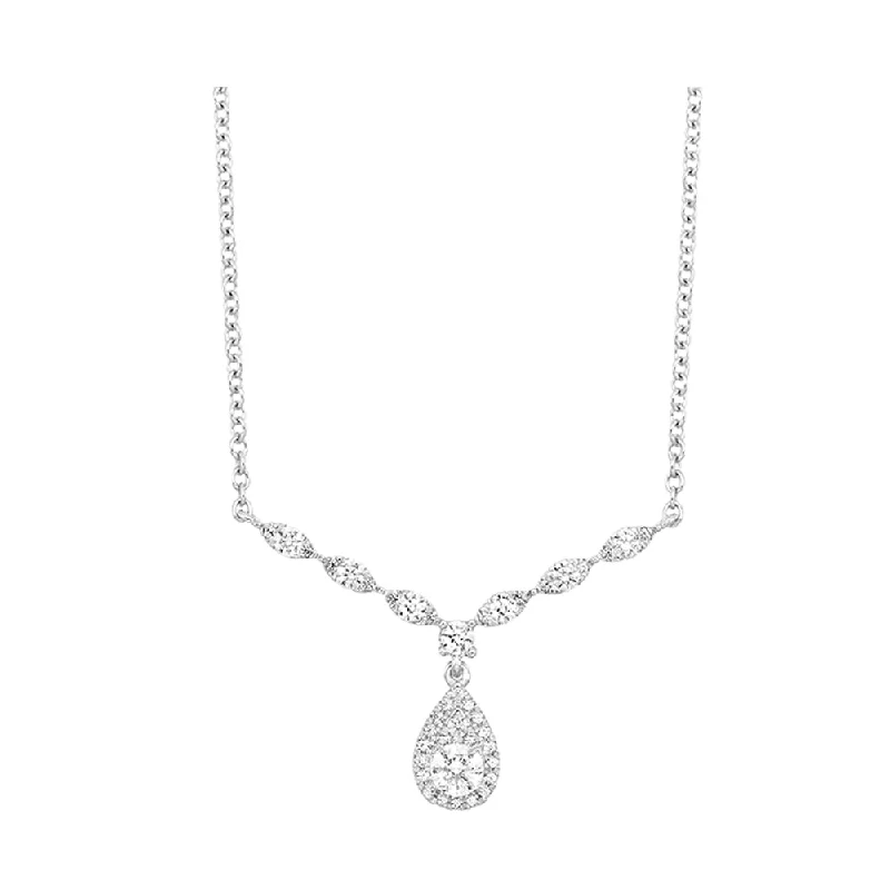 antique silver charm bracelet 14K White Gold and Diamond Drop Necklace