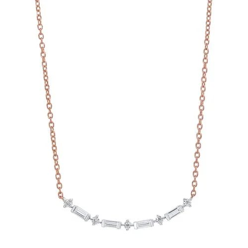 handmade gold nugget ring Diamond Curved Bar Link Necklace In Gold (1/4 Carat)