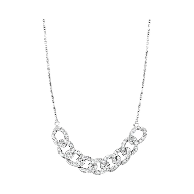 real diamond solitaire ring White Gold and Diamond Chain Link Detail Necklace