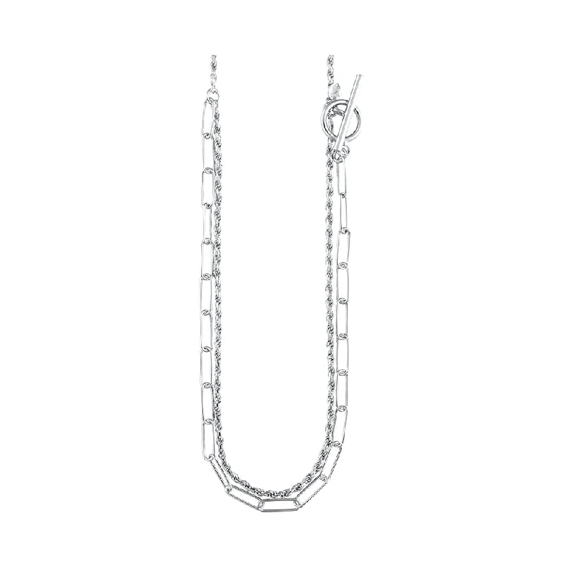 elegant pearl bridal set Sterling Silver Paperclip and Rope Chain Necklace