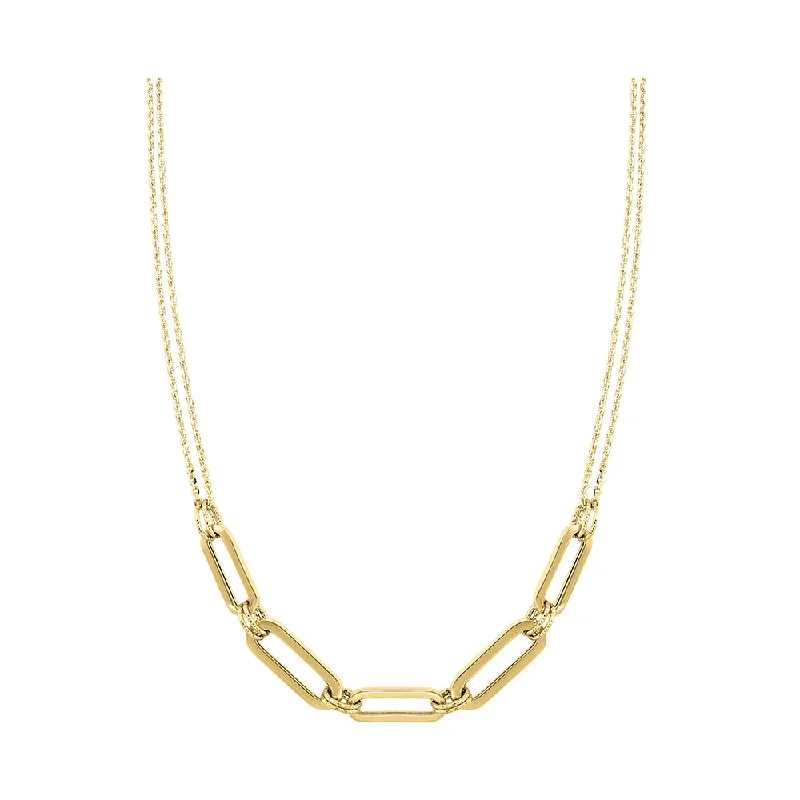 opal and gold earrings 14K Yellow Gold Paperclip Link Necklace