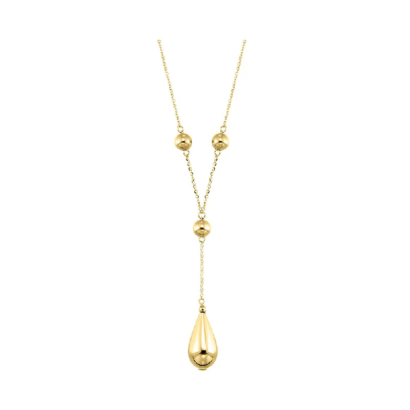 boho gemstone anklet 14K Yellow Gold Necklace with Gold Drop Pendant