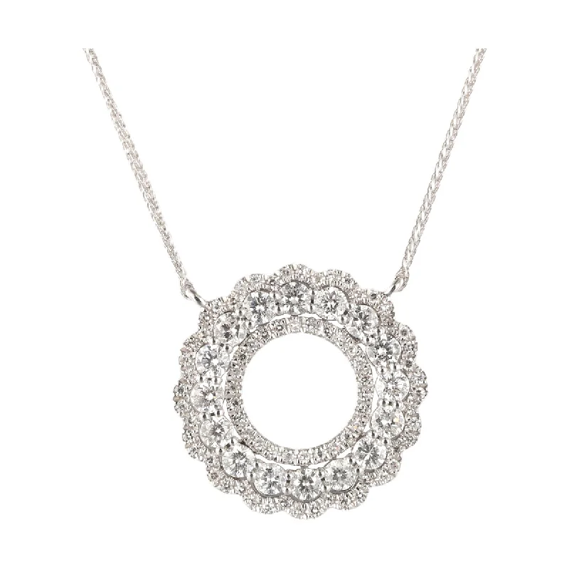 vintage floral engagement ring 14Kt White Gold Diamond 3/4Ctw Necklace