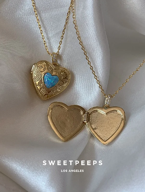 unique diamond stud earrings Stella Heart Locket Necklace