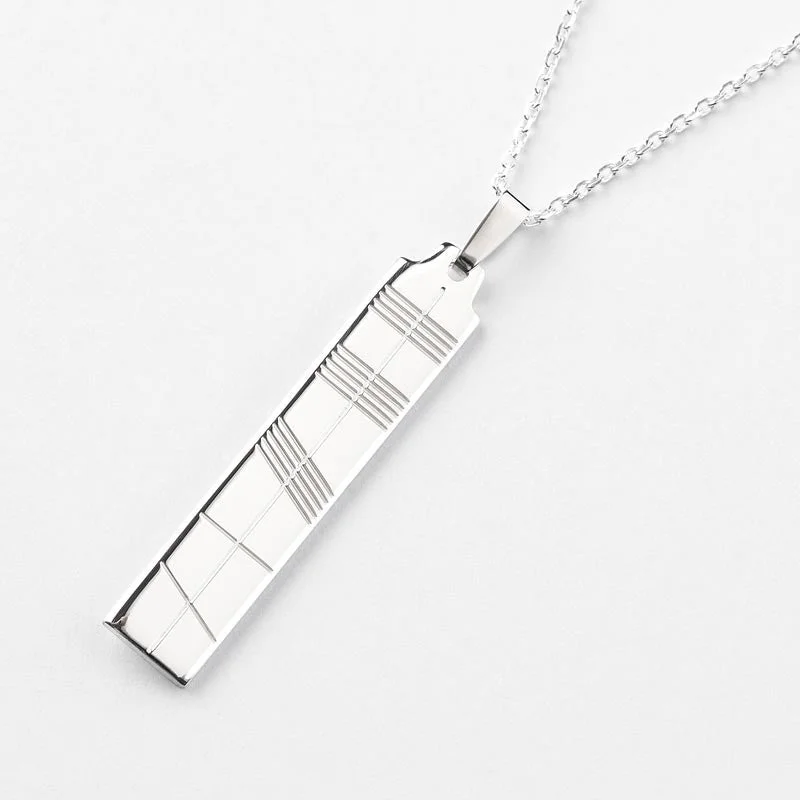 handcrafted beaded hoop earrings Ogham Silver Pendant - Large