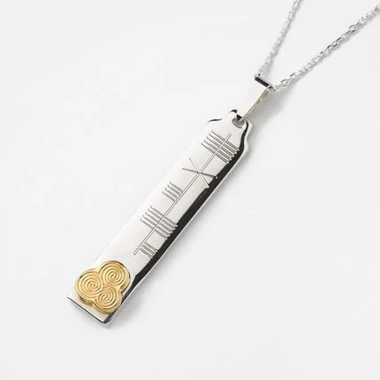 hypoallergenic earrings for sensitive ears Silver Ogham Pendant with 14K Symbol - Spiral