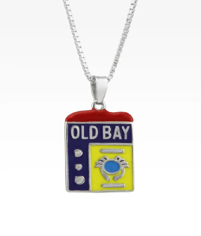 genuine amber pendant necklace Old Bay Spice Can Necklace
