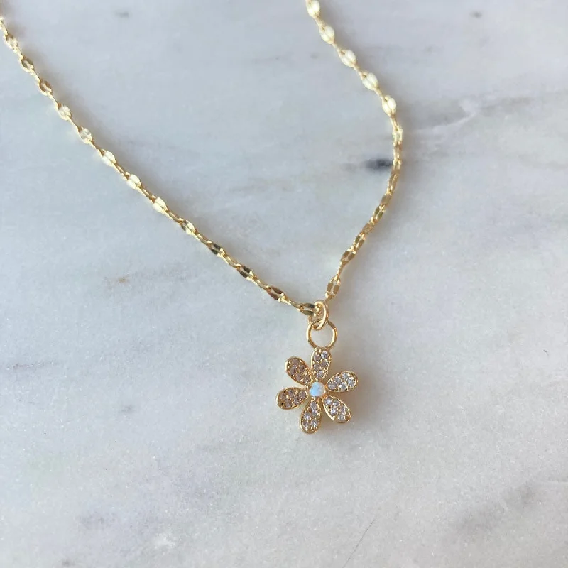 rose gold anklet chain OPAL DAISY NECKLACE
