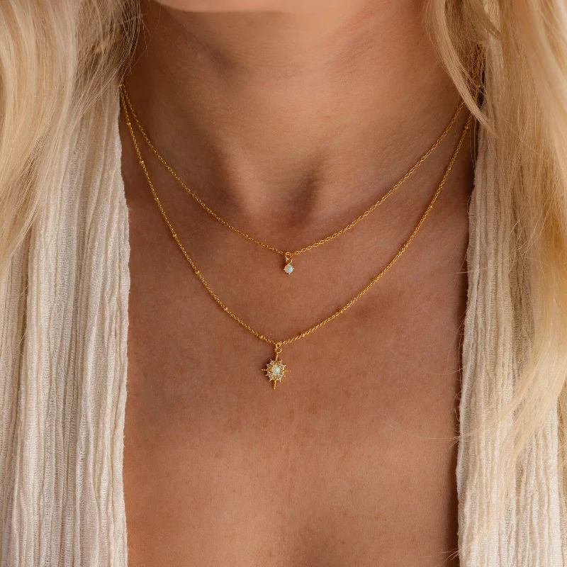 engraved pendant necklace Opal Star Duo Necklace