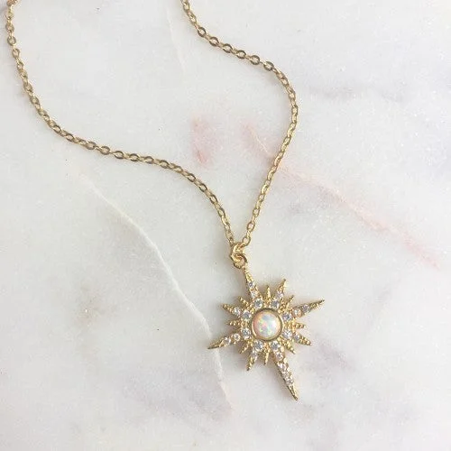 crystal drop earrings elegant OPAL STARBURST NECKLACE