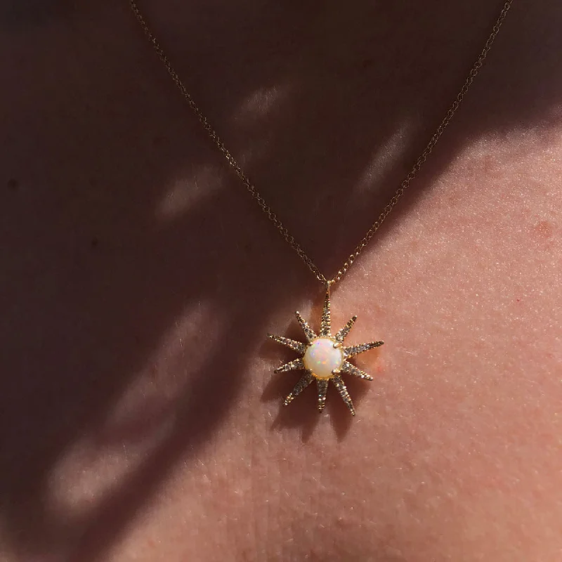 adjustable charm bracelet sterling silver OPAL STARBURST NECKLACE