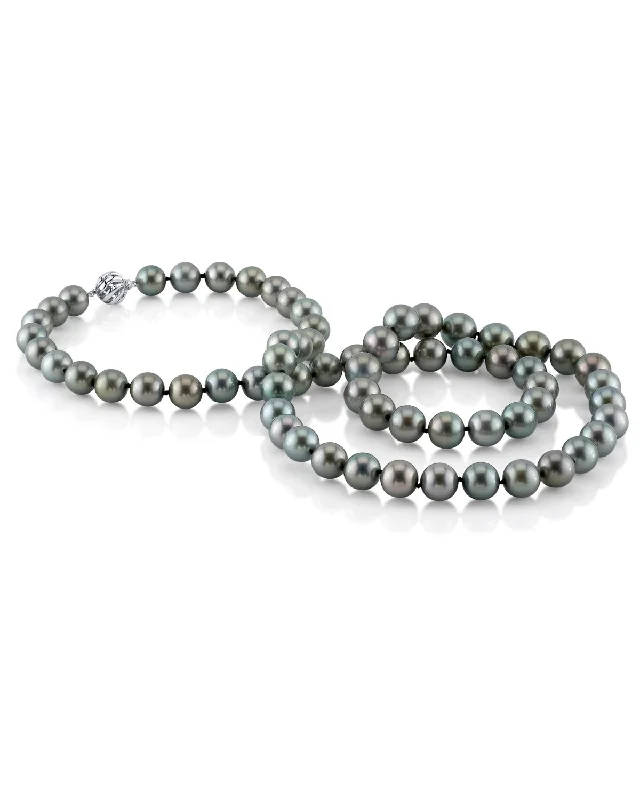 minimalist gold bracelet thin Green Tahitian Opera Length Pearl Necklace, 12.0-13.0mm - AAAA Quality