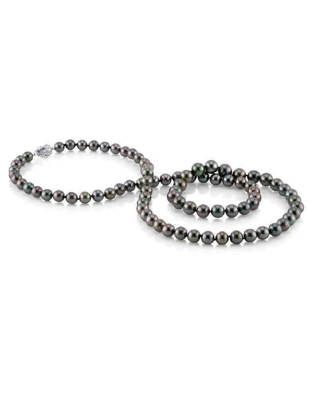 men’s black diamond cufflinks Tahitian Opera Length Pearl Necklace, 9.0-11.0mm