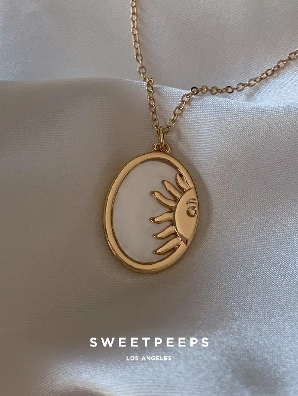 sterling silver lotus ring Orion Sun Necklace (O78)