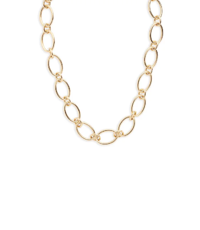 gold and diamond nose stud Oval Link Chain Necklace