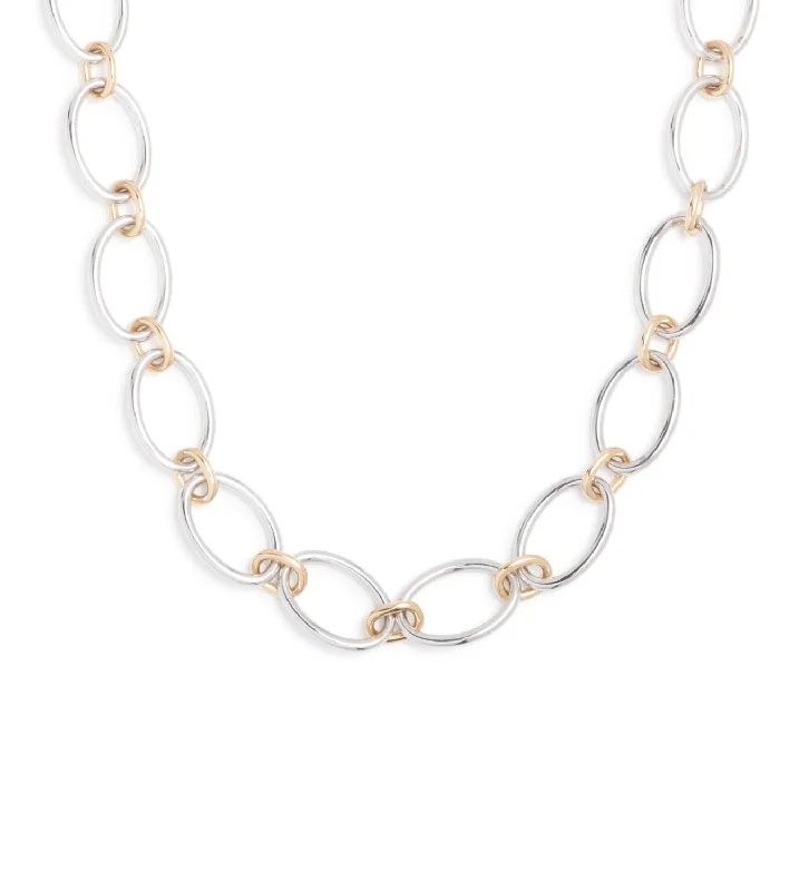 leather cuff bracelet men Oval Link Chain Necklace Mixed Gold