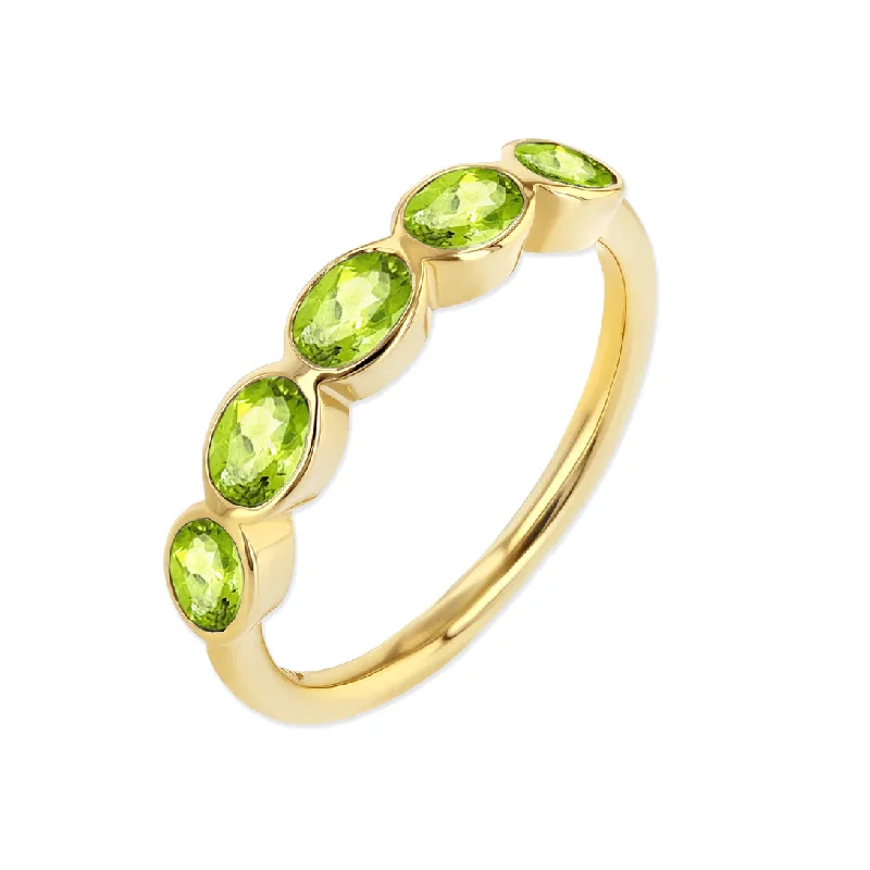 birthstone stacking rings set PERIDOT OVAL BEZEL RING