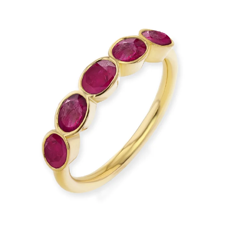 handcrafted gold stud earrings RUBY OVAL BEZEL RING