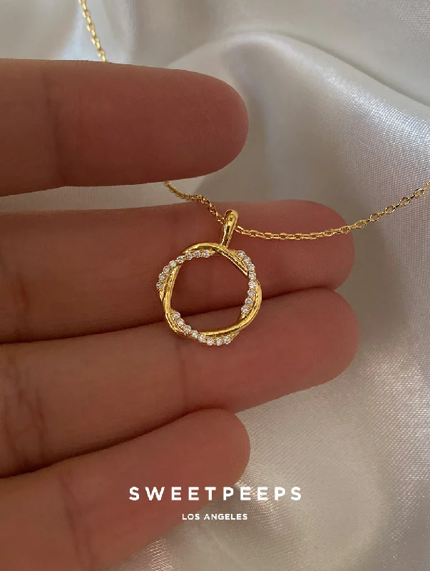silver rope chain men Overlap Circle Necklace
