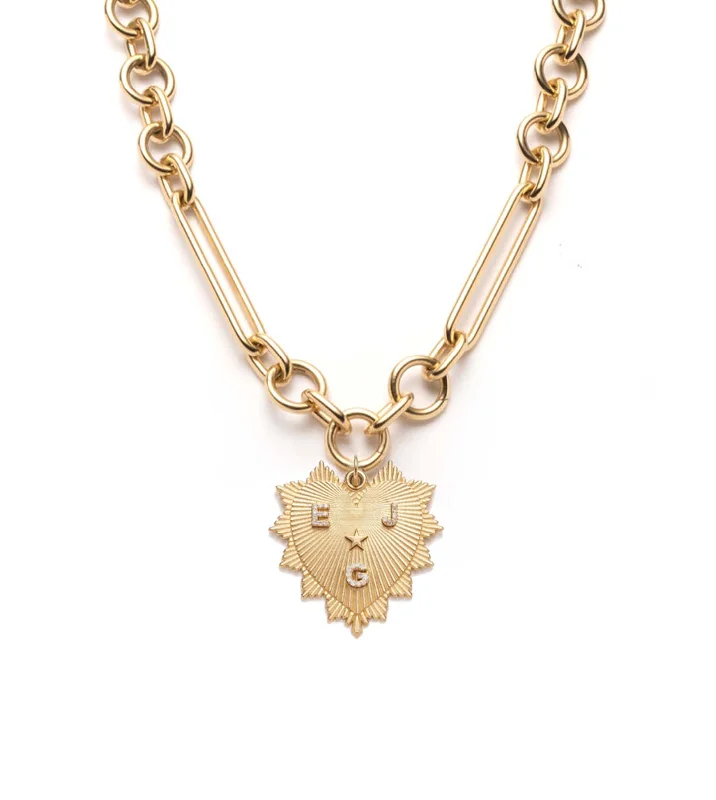 unique tribal silver ring Custom Heart Love Token : Oversized Mixed Clip Chain