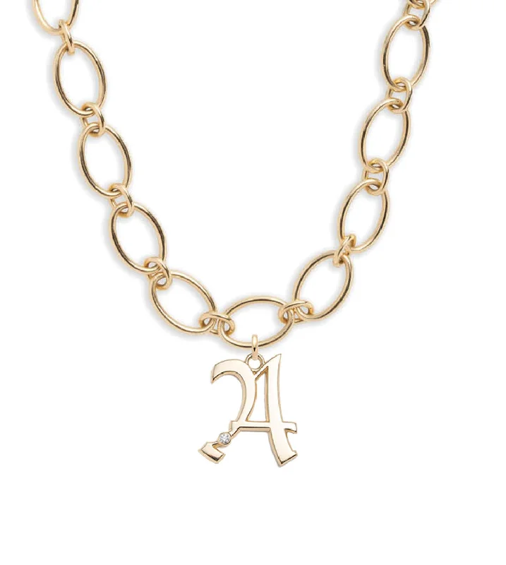 boho tassel earrings handmade Oversized Initial : Oval Link Chain Necklace