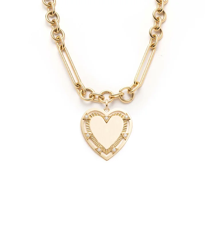 sterling silver charm anklet Oversized Mixed Clip Chain with Oversized Engravable Heart and Oval Pushgate