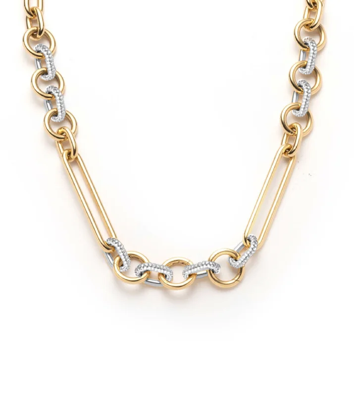 black and gold wedding band Oversized Pave Feature Mixed Clip Chain