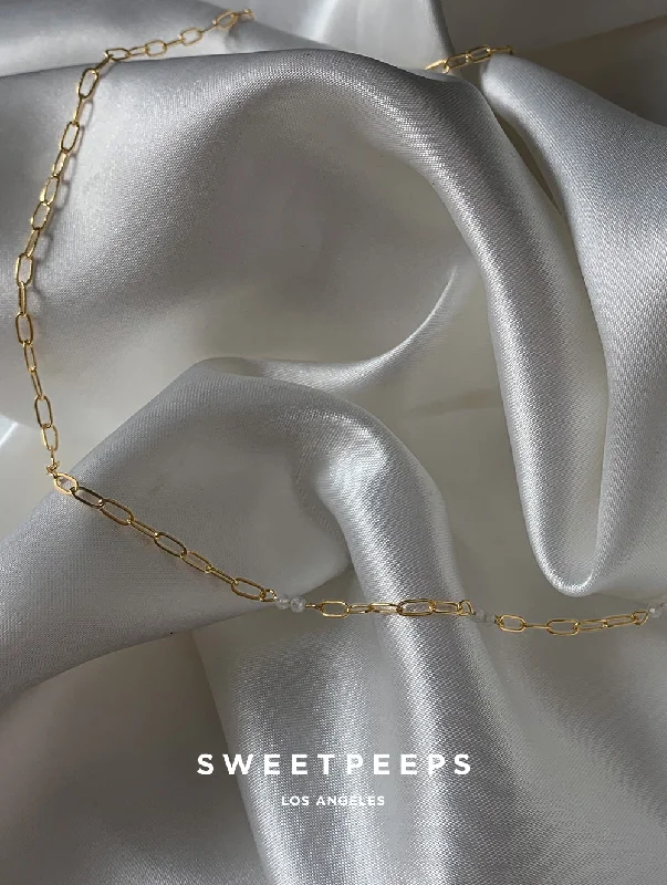silver wedding band with engraving PaperClip Beaded Necklace