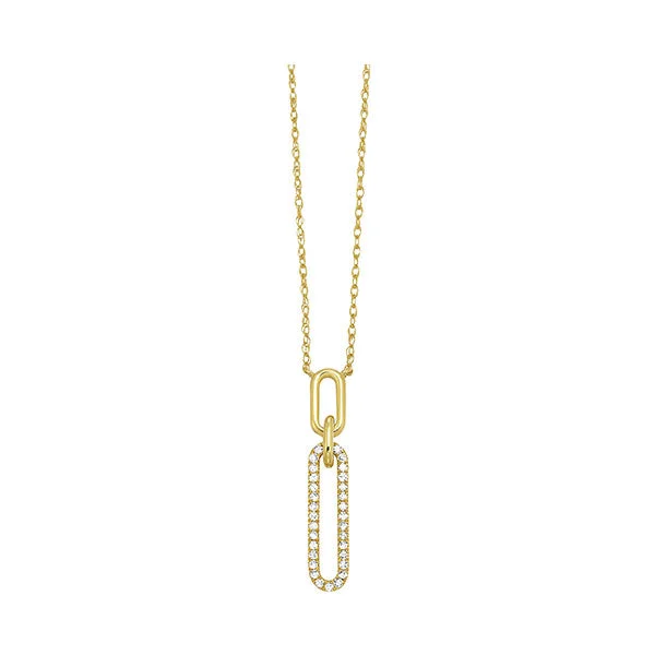 personalized couple’s bracelet engraved Yellow Gold & Diamond Paperclip Link Drop Pendant
