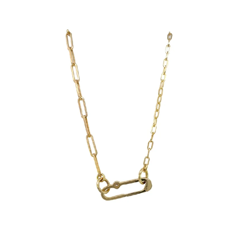 adjustable charm necklace Paperclip necklace with diamond bezel clasp