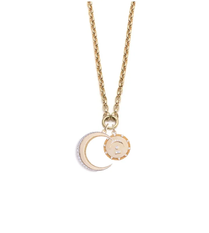 opal gemstone halo ring Pause & Engravable Crescent : Heavy Open Belcher Chain Story