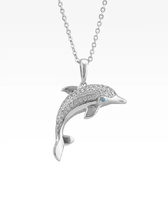 bohemian gemstone choker Pavé Dolphin Necklace