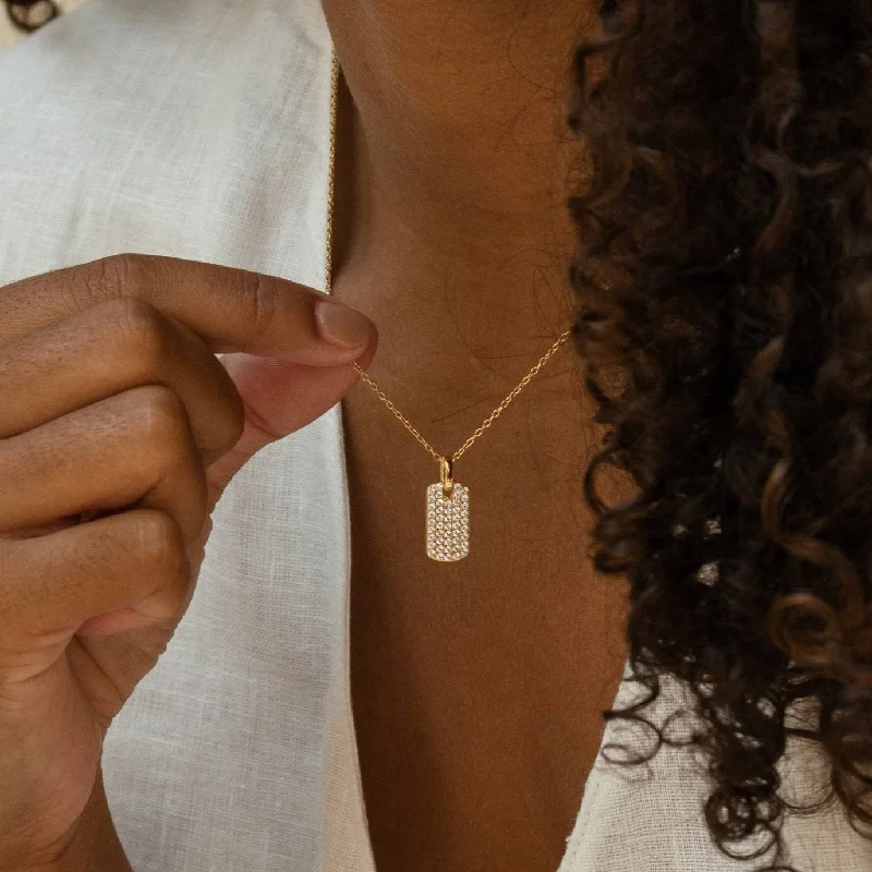 real opal ring for women Pave Tag Charm Necklace