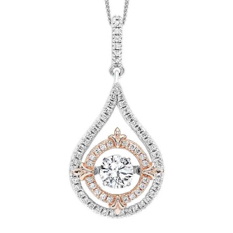 vintage sapphire necklace Sterling Silver & CZ Two-Toned Rhythm of Love Fleur-de-Lis Drop Pendant