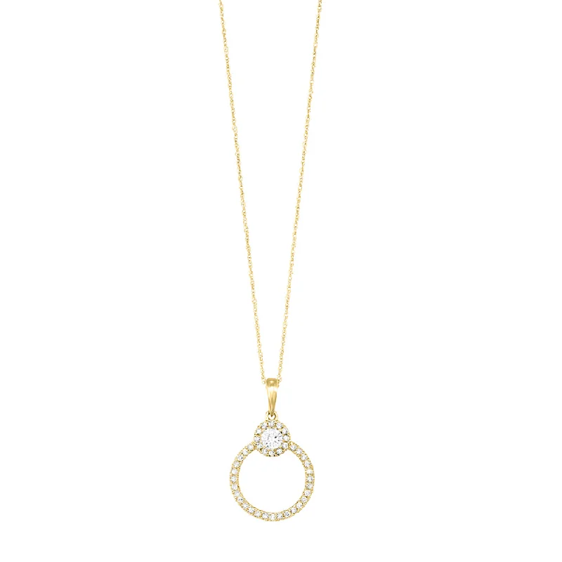 classic wedding set with diamonds 14K Yellow Gold and Diamond Circle Pendant