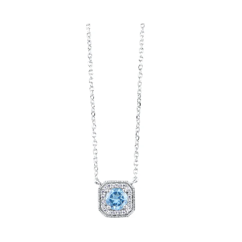 minimalist diamond stud earrings White Gold Diamond and Blue Topaz Pendant