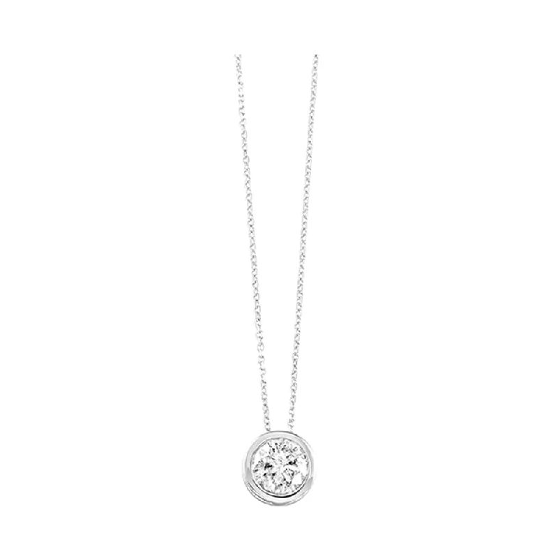 classic pearl choker necklace White Gold Bezel Set Diamond Pendant